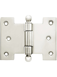 Solid-Brass Parliament Hinge with Ball Tips - 2 1/2 inch x 3 1/2 inch in Polished Nickel.